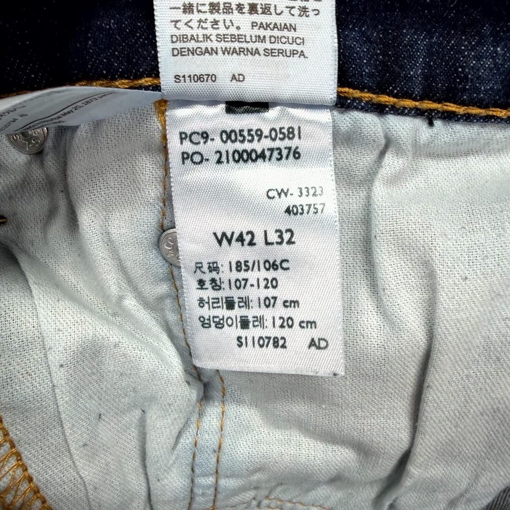 Levi's 559 Jeans Mens 42x32 Blue Denim Dark Wash Stretch Red Tab Straight Wide - Picture 14 of 15
